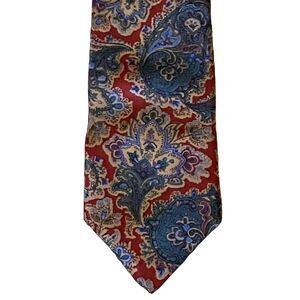 Damon Vintage Tie Paisley Red Blue All Silk Slip Stitch